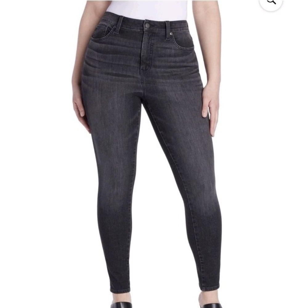 Time and Tru High Rise‎ Curvy Jeans Womens 16 Skinny Black Stretch Core Denim